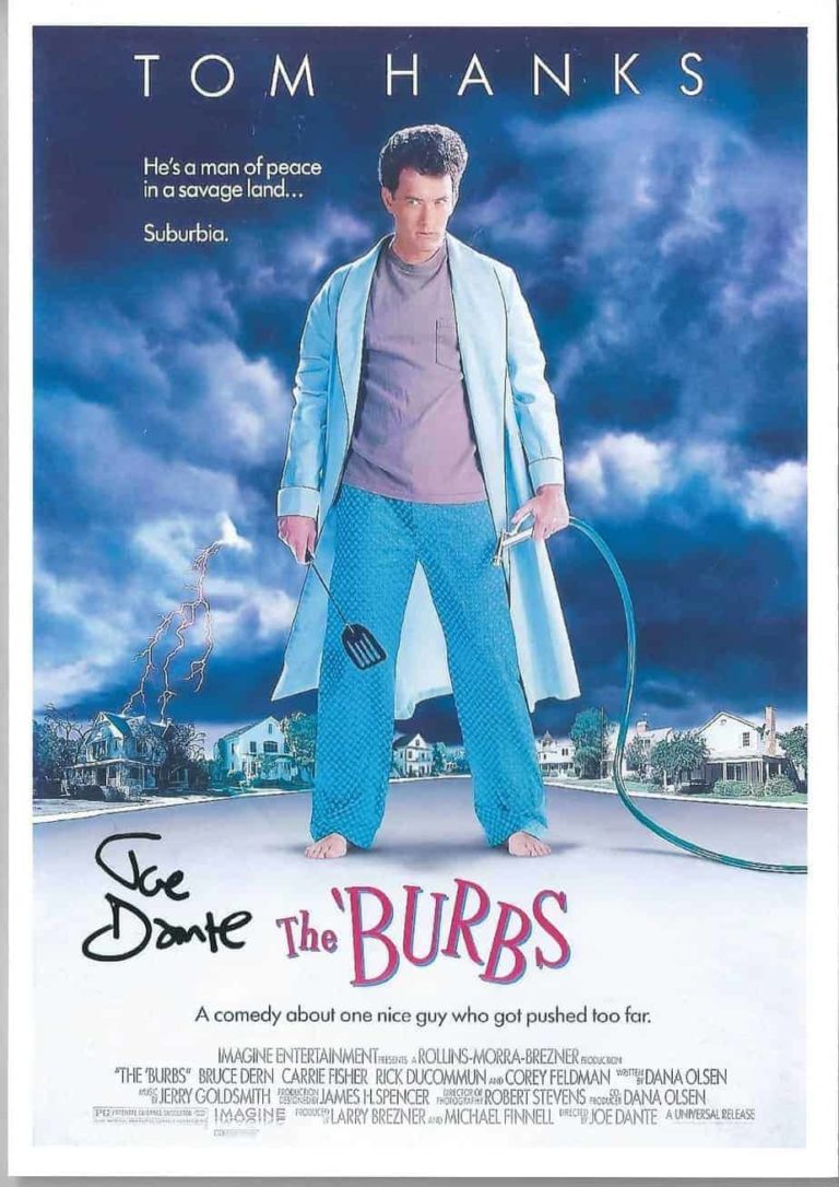 JOE DANTE: card 14x21cm The Burbs – Hand Signed – Autografato