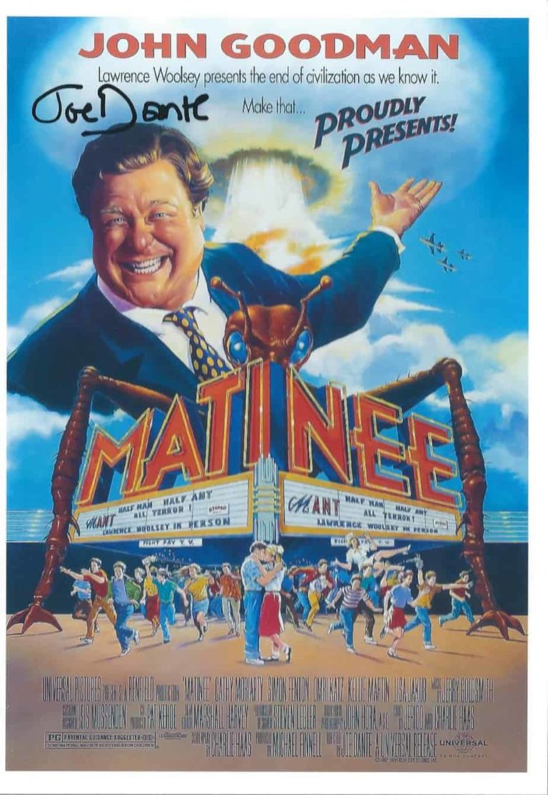 JOE DANTE: card 14x21cm Matinee – Hand Signed – Autografato