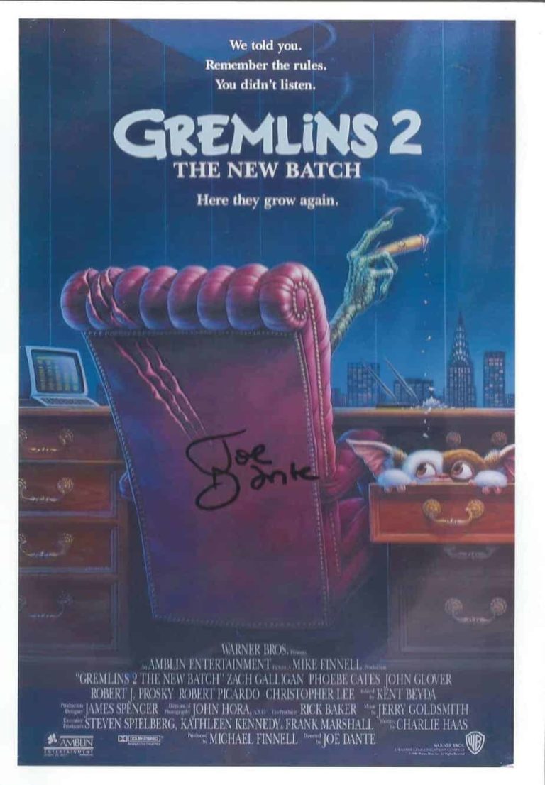 JOE DANTE: card 14x21cm Gremlins 2 – Hand Signed – Autografato