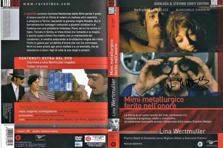 Lina Wertmuller : Mimì metallurgico ferito nell’onore dvd – Hand Signed Autografata (lw19-03)
