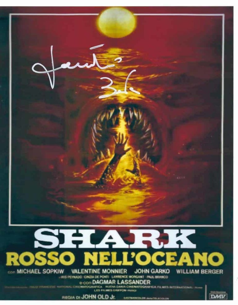 Lamberto Bava: foto 20X25cm SHARK ROSSO NELL’OCEANO – hand signed autografata