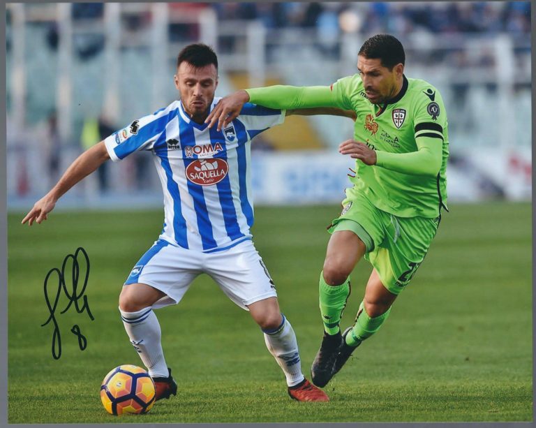Ledian Memushaj – Soccer Pescara hand signed photo – foto autografata 20x25cm