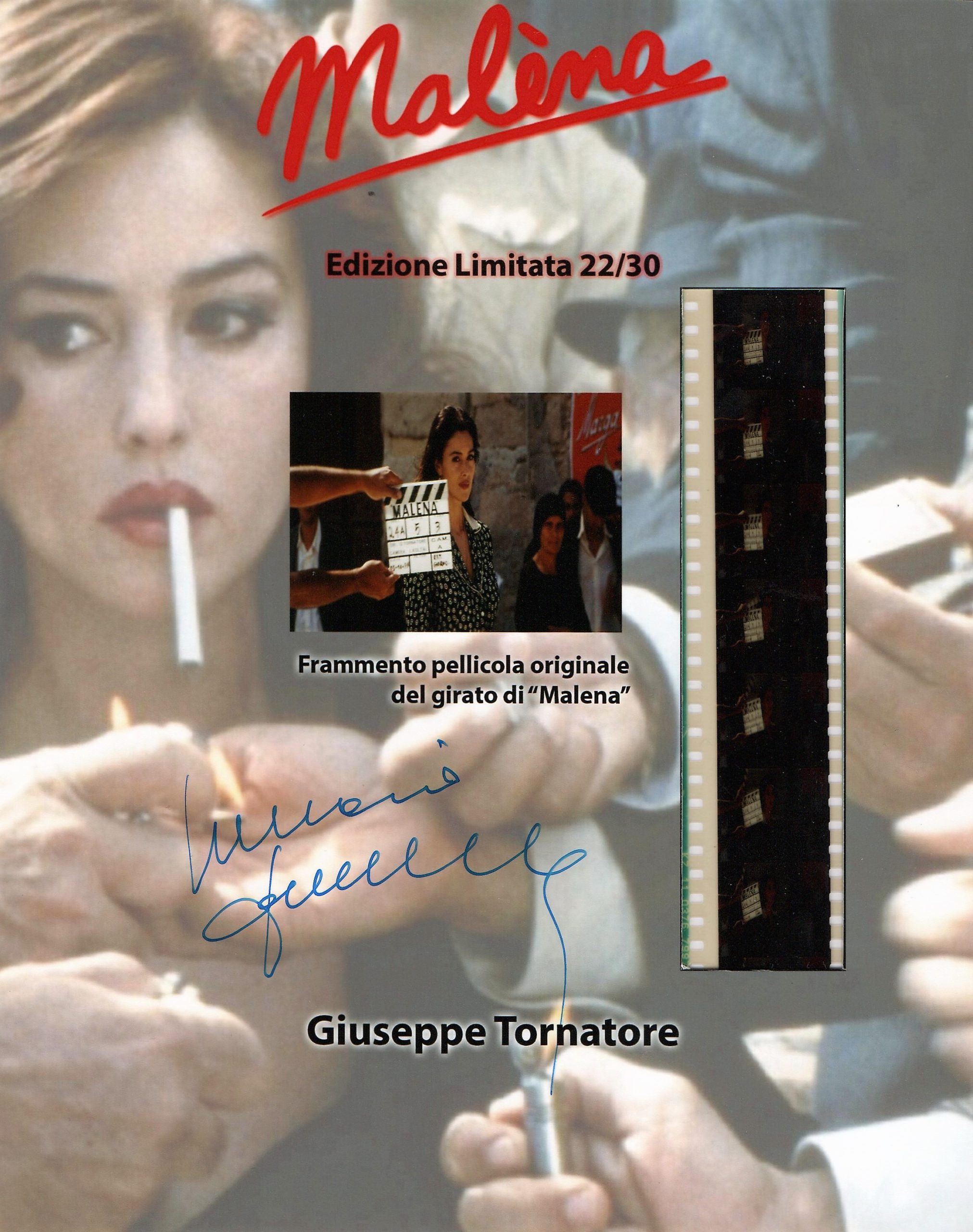 Giuseppe Tornatore ESCLUSIVA card fotografica 20×25 con frammento pellicola  MALENA – hand signed autografata 22 di 30 | HeartSocial.charity