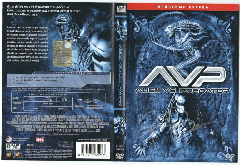Raoul Bova Dvd Alien Vs Predator Hand Signed – autografato (003)