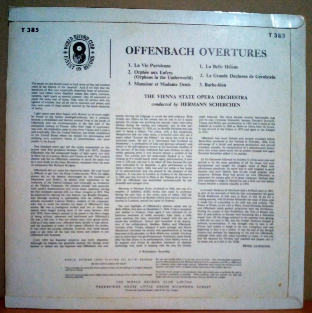 Offenbach ‎– Famous Overtures [Used Vinyl 1965]