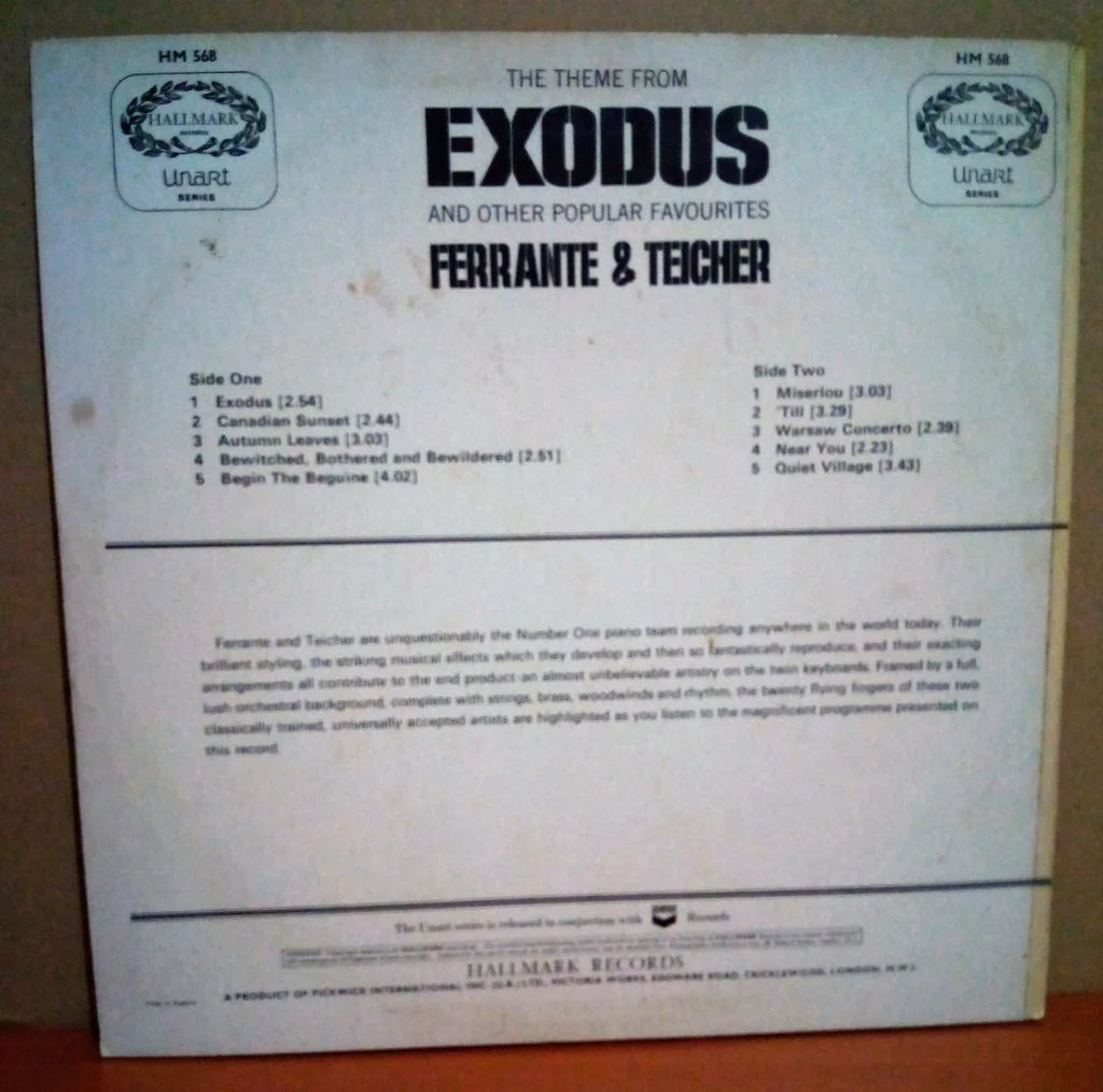 Ferrante & Teicher ‎– Theme Music From The Film Exodus And Other Popular Favourites [Used Vinyl 1968]