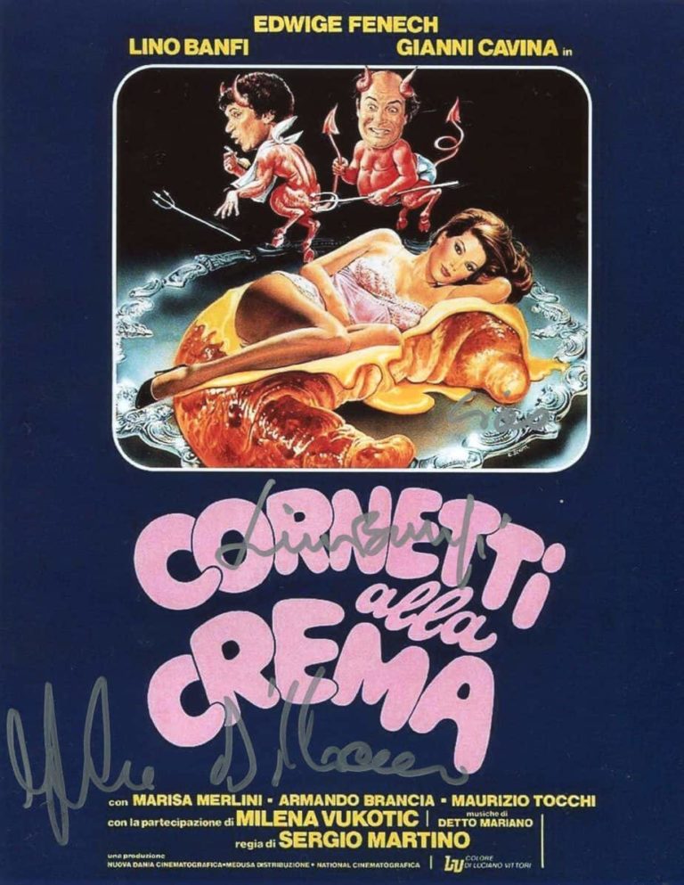 Lino Banfi – Mariangela D’Abbraccio – Cornetti alla crema – foto autografata hand signed photo 20×25