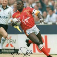 Martin Offiah (rugby) - hand signed photo 20x25cm foto autografata (sa20b10-021)