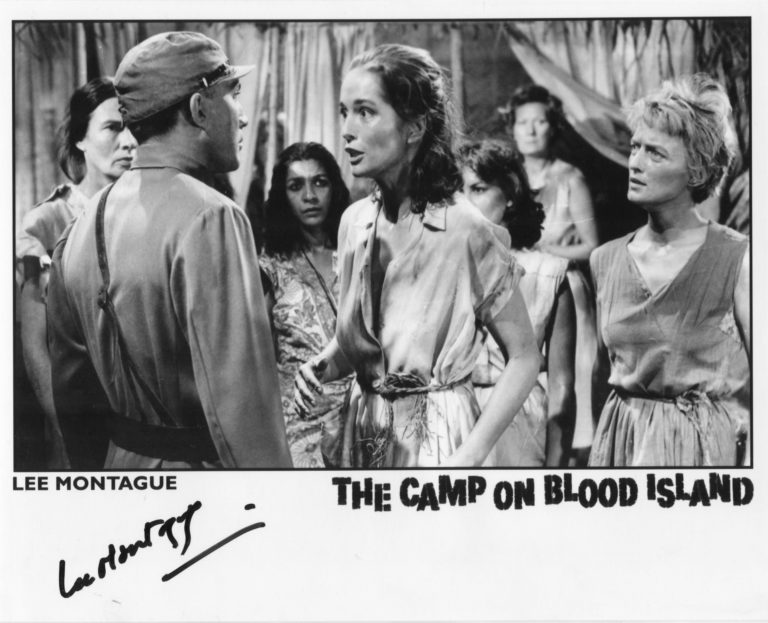 Lee Montague “THE CAMP ON BLOOD ISLAND” – hand signed photo 20×25 foto autografata