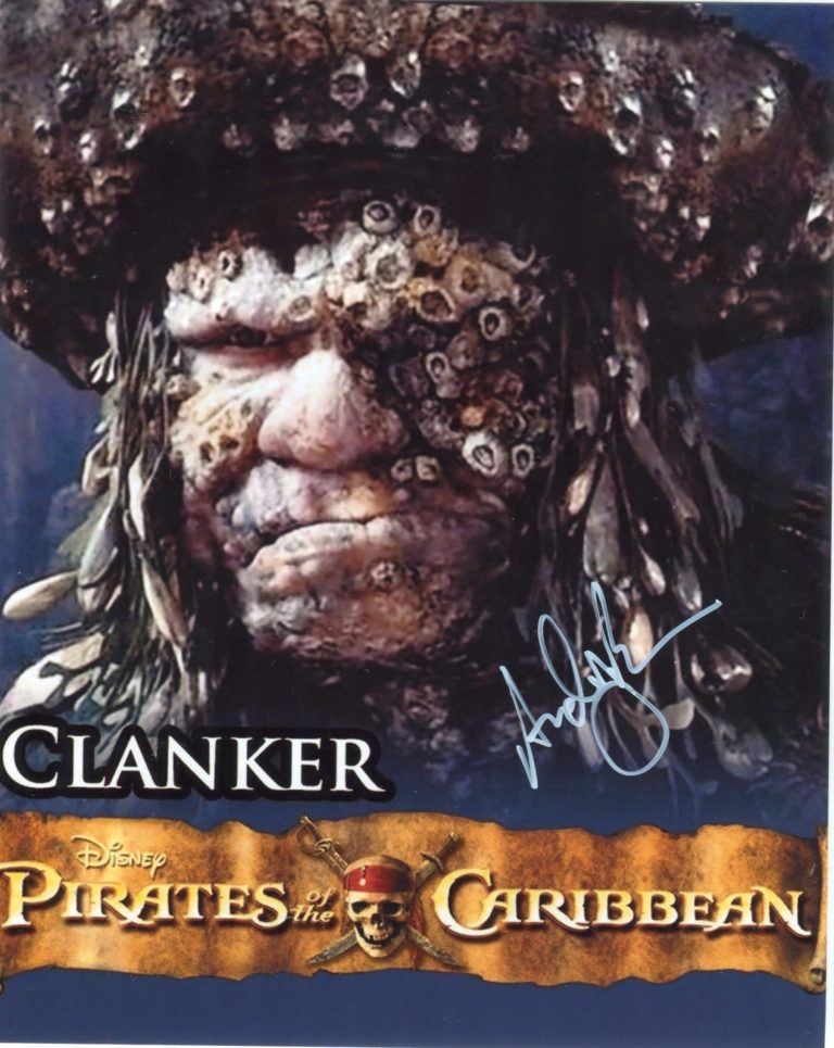Andy Beckwith “Pirati dei Caraibi” (Clacker – Dutchman) – hand signed photo 20x25cm foto autografata