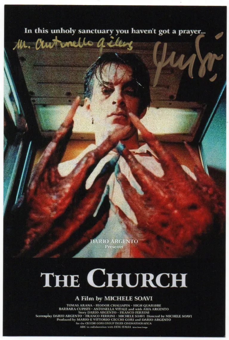 Michele Soavi e Antonello Geleng “The Church (La Chiesa) hand signed photo 10x15cm foto autografata