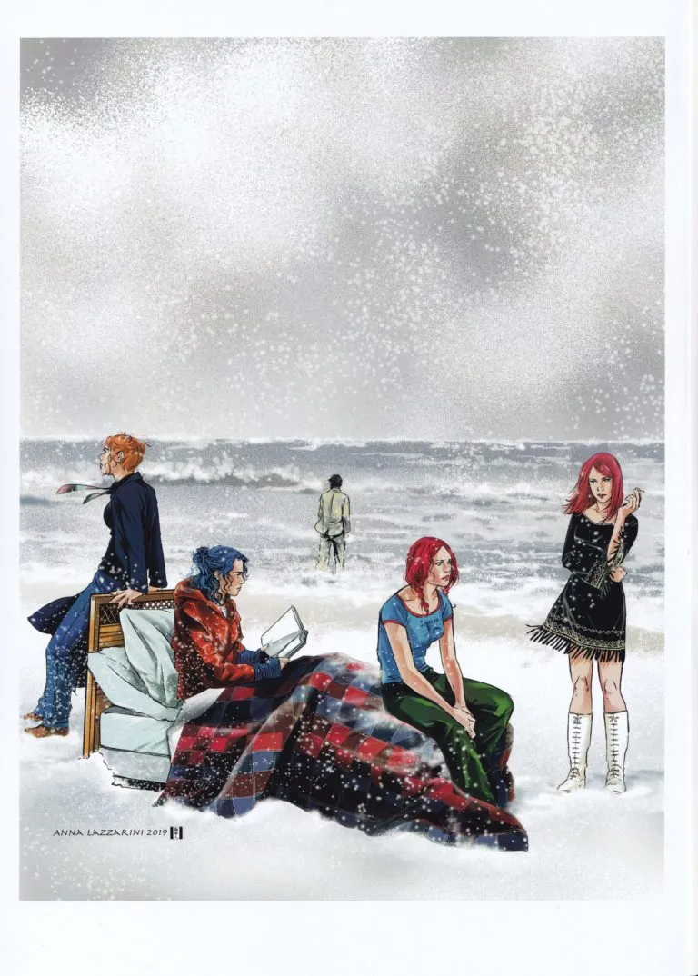 Gruppo di donne in riva al mare stampa limited edition 21x29cm