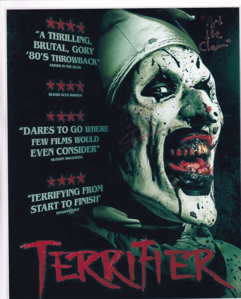 David Howard Thornton “Terrifier” (Art the Clown) – hand signed photo 20x25cm foto autografata