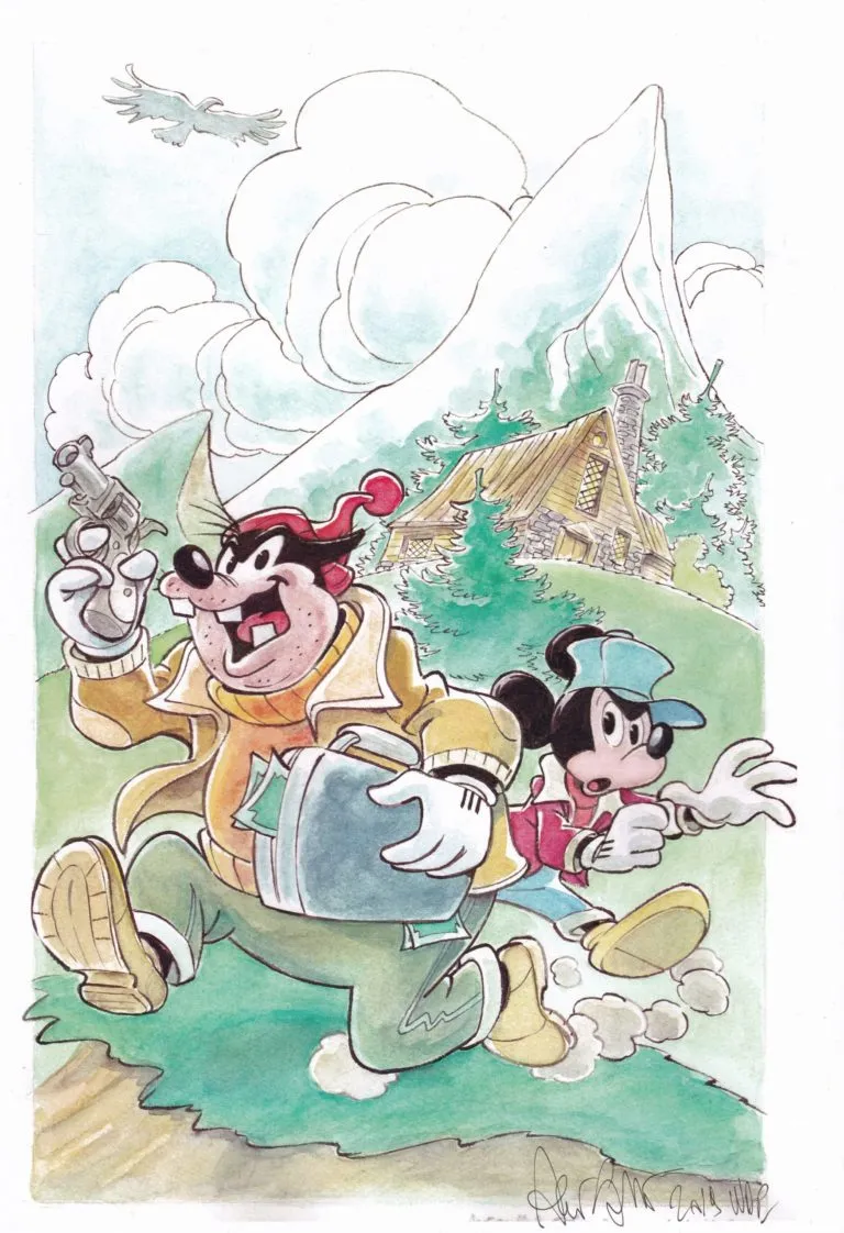 Topolino e Gambadilegno tavola autografata da Alessandro Gottardo limited edition