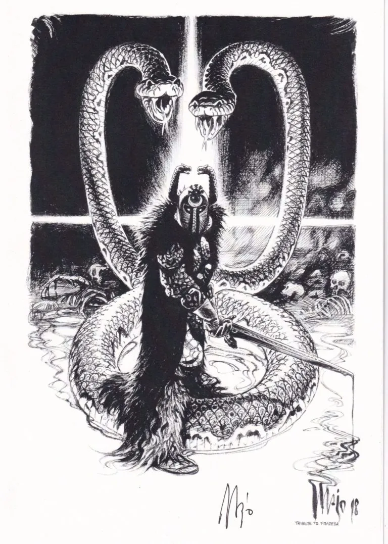 Conan il Barbaro tavola autografata da Majo (tribute to Frazetta) limited edition