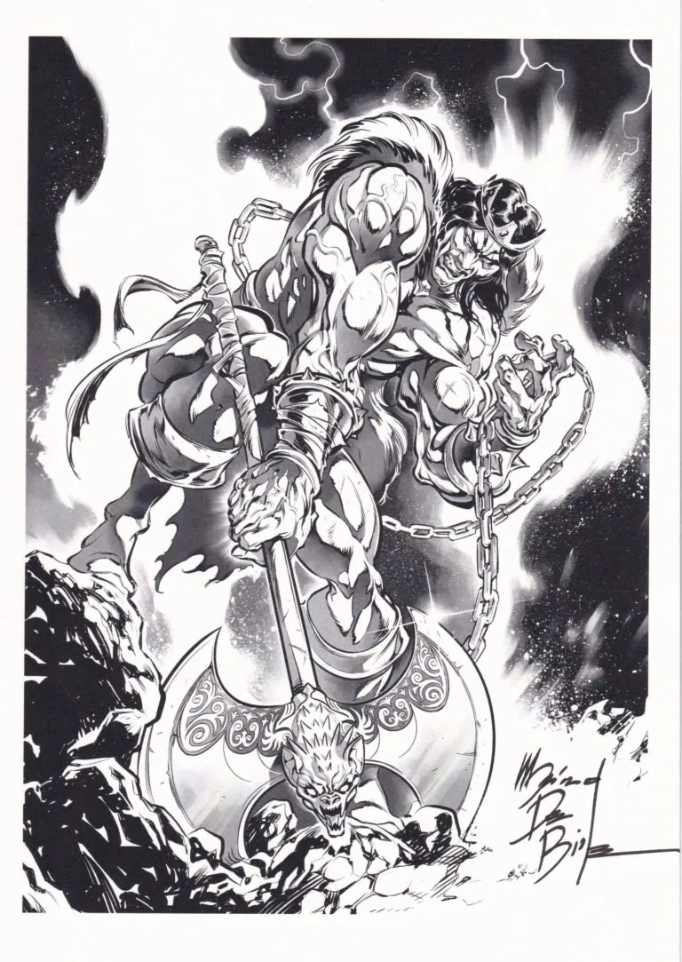 Conan il Barbaro tavola autografata da Mariano De Biase limited edition