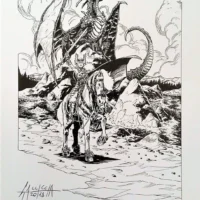 Drago Fantasy tavola autografata da Fabrizio Galliccia limited edition