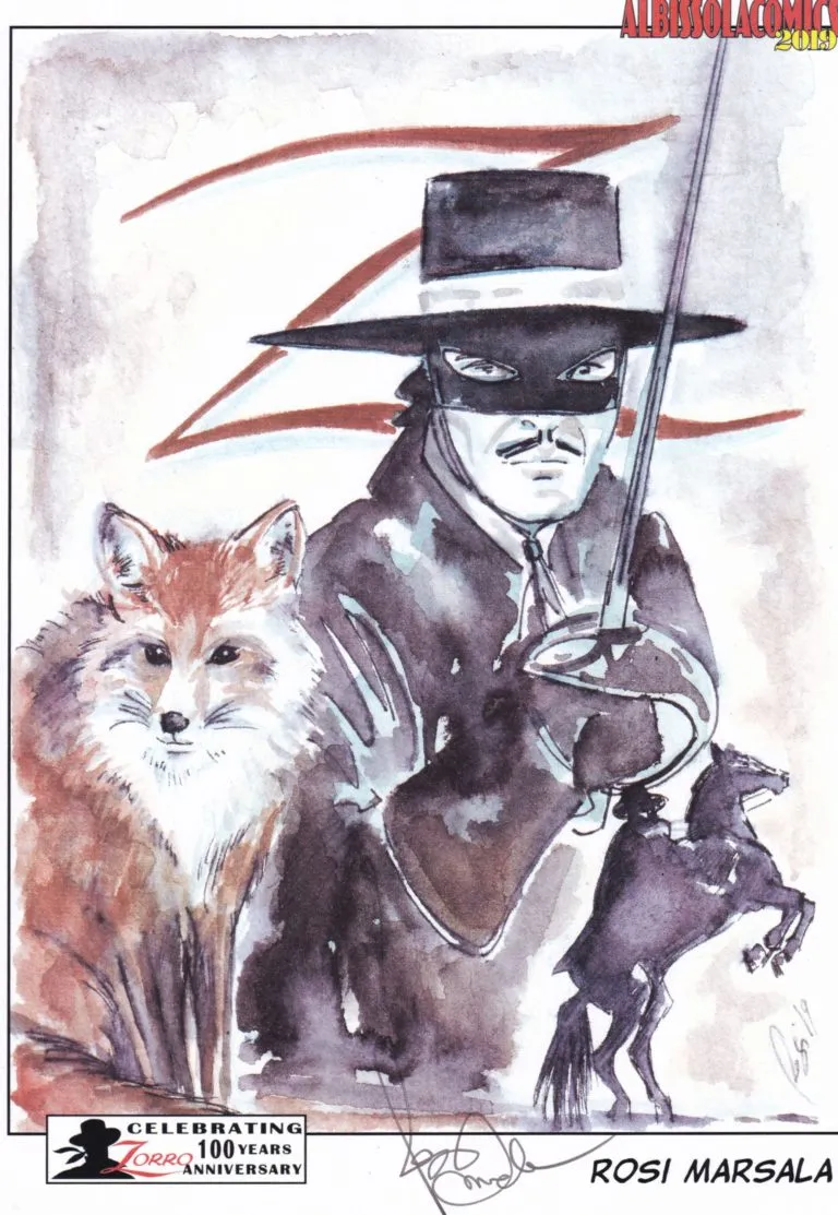 Zorro tavola autografata da Rosi Marsala limited edition