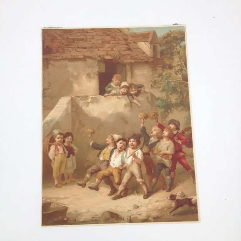 Cromolitografia primi del ‘900 – Bambini in sfilata