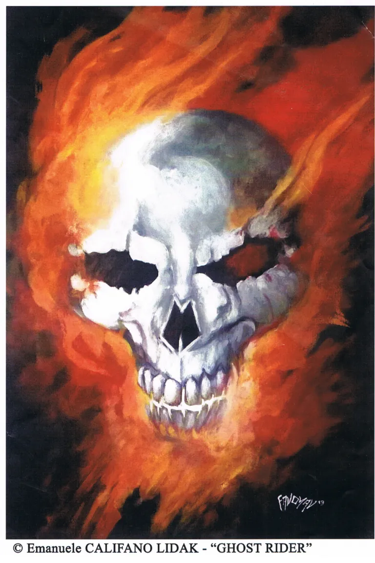 Ghost Rider tavola autografata da Emanule Califano Lidak limited edition