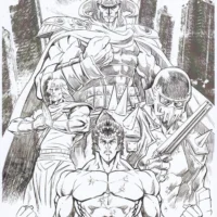 Kenshiro – Hokuto No Ken tavola di Fabrizio De Fabritiis autografata b&w