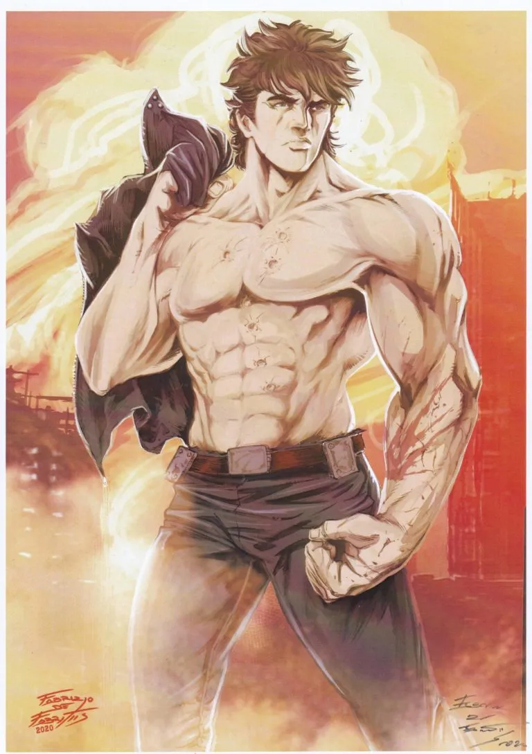 Kenshiro – Hokuto No Ken tavola di Fabrizio De Fabritiis autografata (red version)