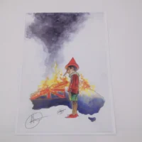 Pinocchio tavola autografata da Andrea Osella limited edition