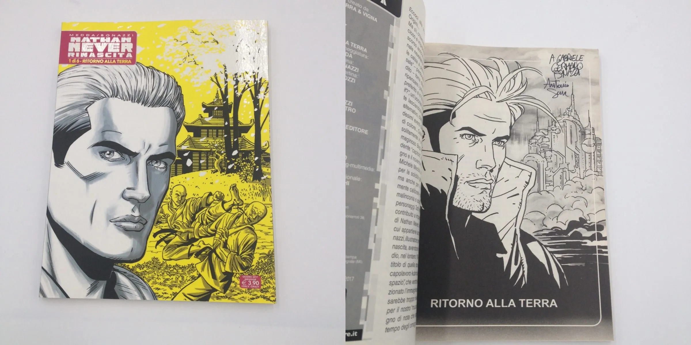 Nathan Never Rinascita 1 autografato da Antonio Serra e Germano Bonazzi (con dedica)