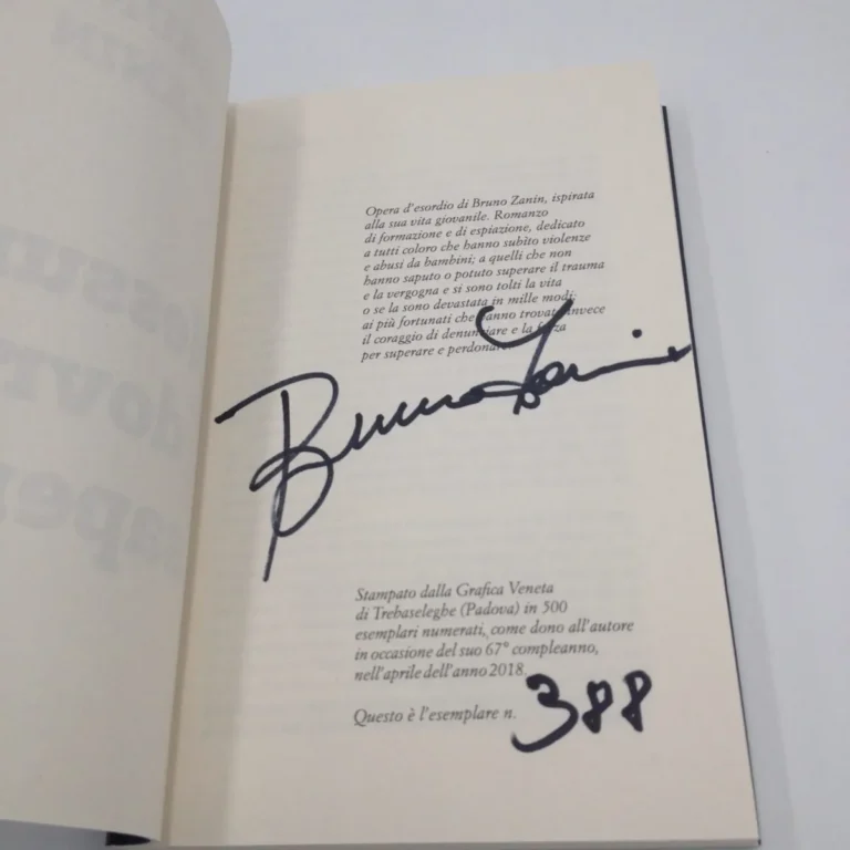 Bruno Zanin – Nessuno dovrà saperlo libro autografato 388/500