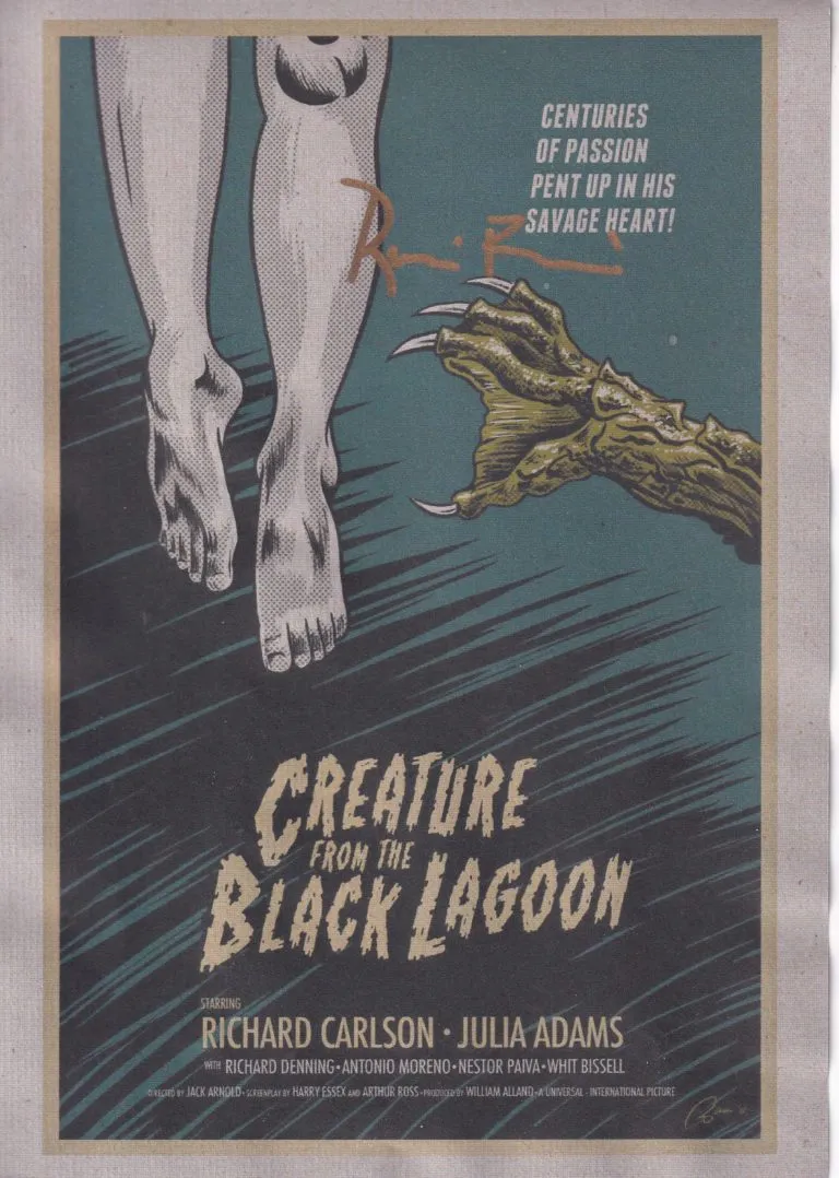 Ricou Browning “Creature from the Black Lagoon” – hand signed photo 14x21cm foto autografata