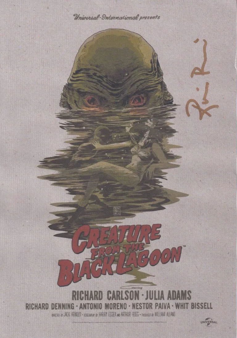 Ricou Browning “Creature from the Black Lagoon” – hand signed photo 14x21cm foto autografata