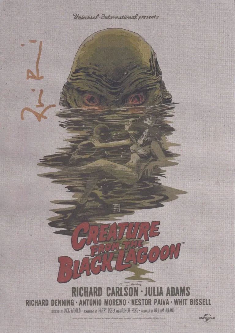 Ricou Browning “Creature from the Black Lagoon” – hand signed photo 14x21cm foto autografata