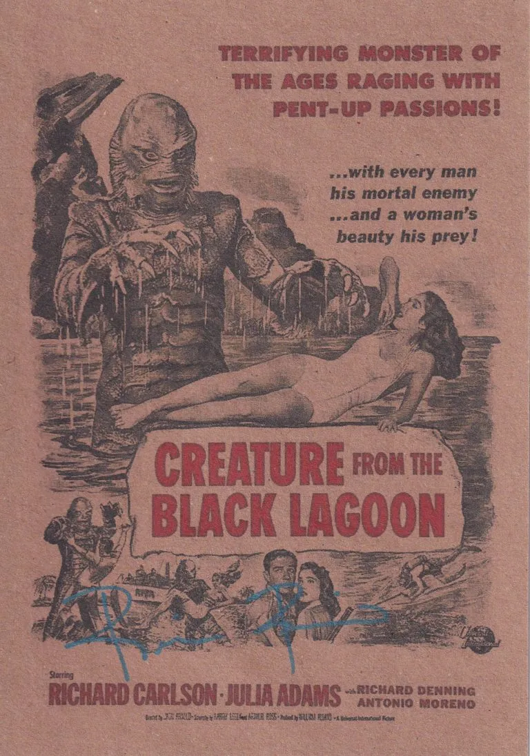 Ricou Browning “Creature from the Black Lagoon” – hand signed photo 14x21cm foto autografata