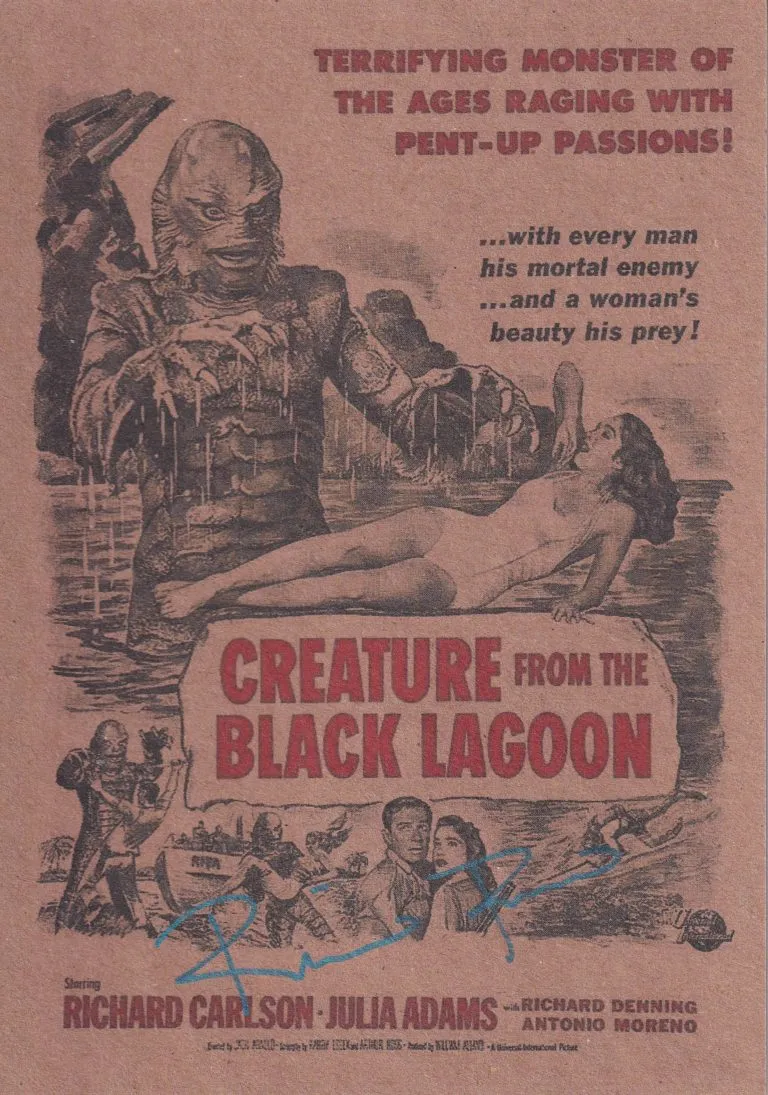 Ricou Browning “Creature from the Black Lagoon” – hand signed photo 14x21cm foto autografata