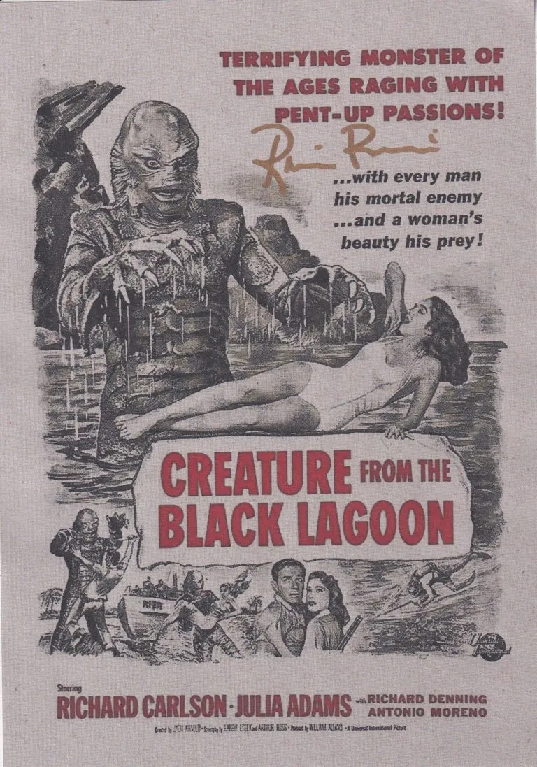 Ricou Browning “Creature from the Black Lagoon” – hand signed photo 14x21cm foto autografata