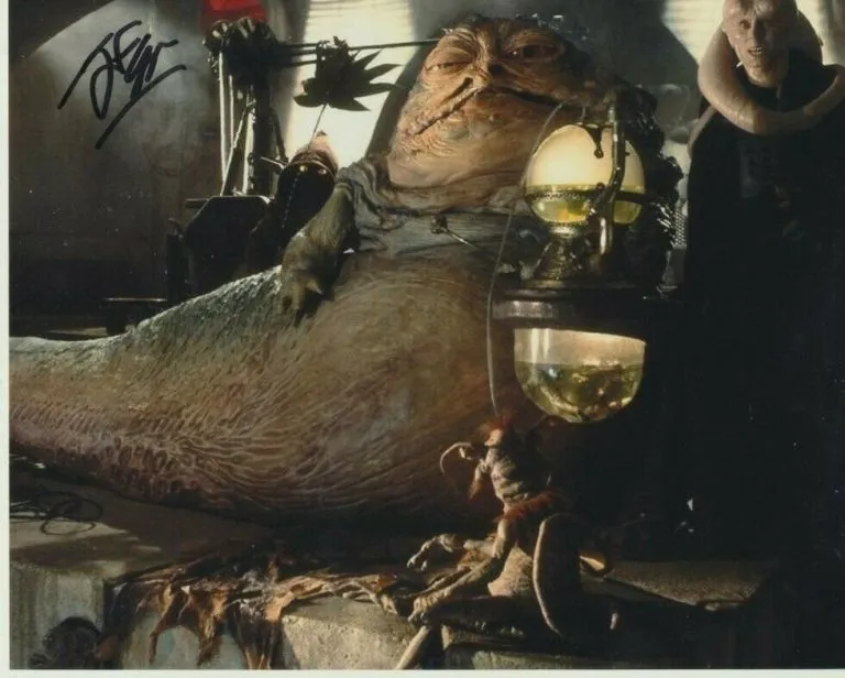 John Coppinger “Star Wars: Episode VI Return of the Jedi” (Jabba the Hutt) hand signed photo 20x25cm foto autografata