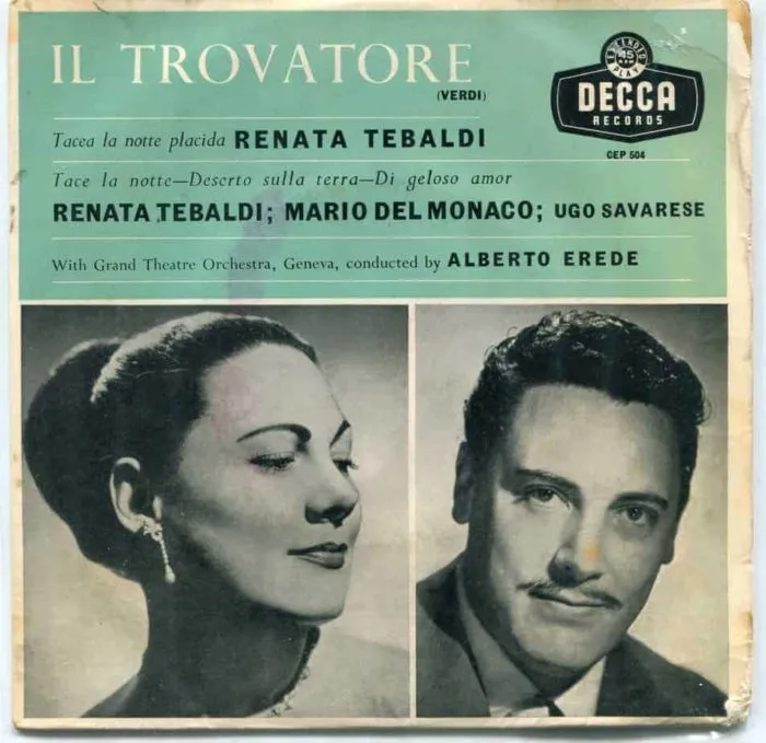 Lotto: Renata Tebaldi libro biografico e due 45giri originali anni '50