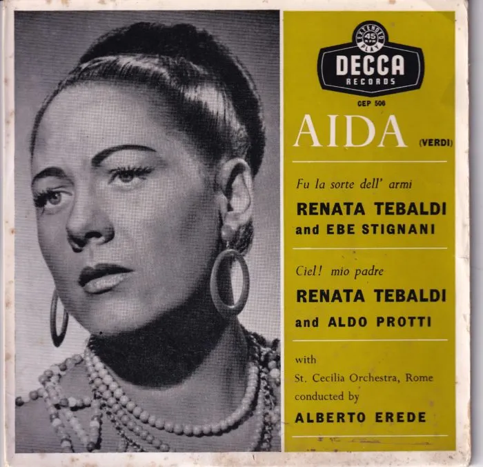 Lotto: Renata Tebaldi libro biografico e due 45giri originali anni '50