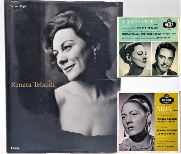 Lotto: Renata Tebaldi libro biografico e due 45giri originali anni ’50
