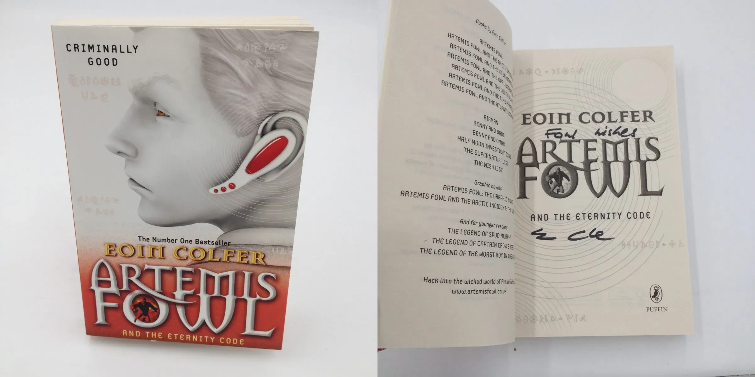 Artemis Fowl and The Eternity Code - Eoin Colfer hand signed book