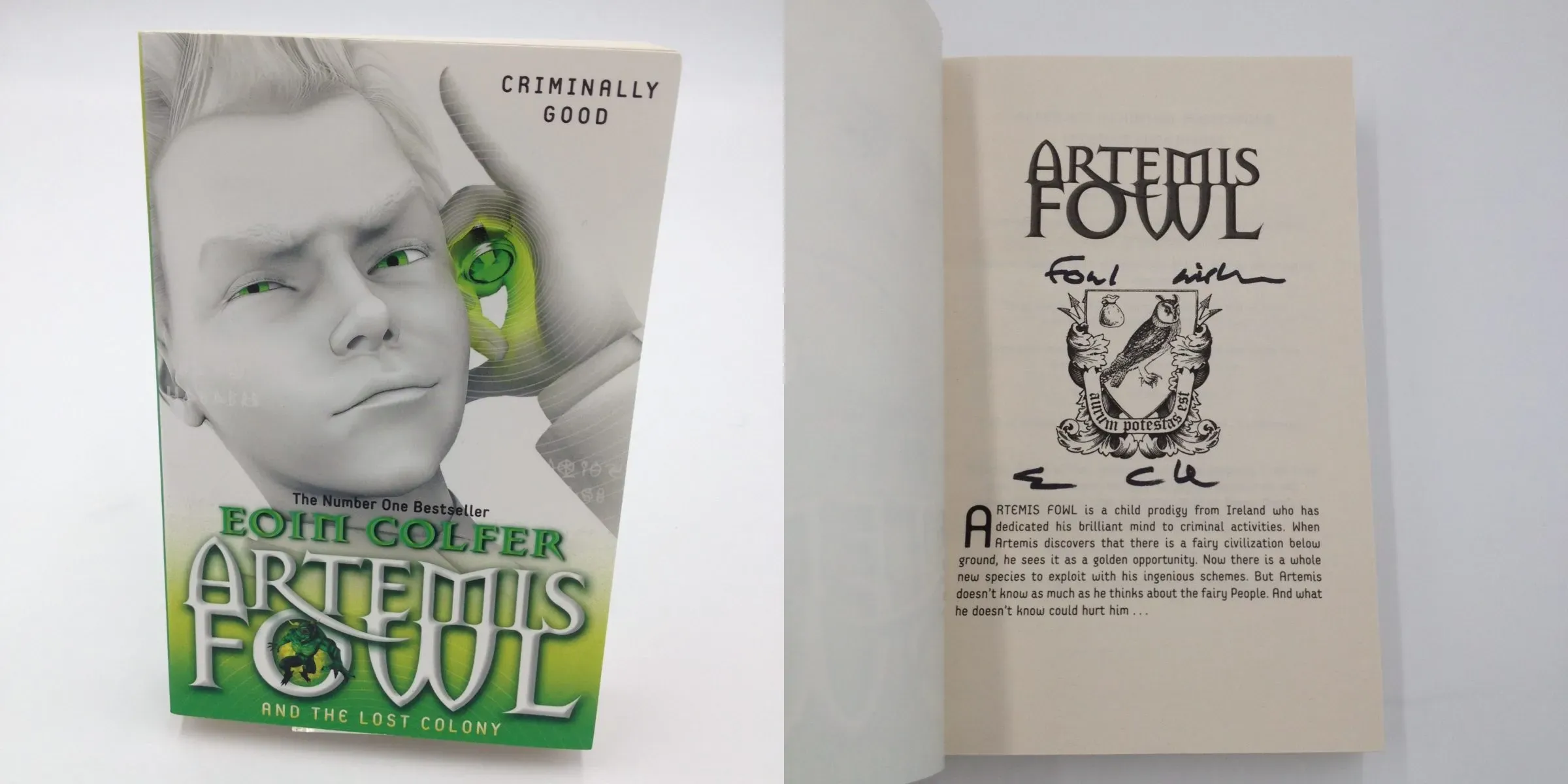 Artemis Fowl and The Lost Colony - Eoin Colfer hand signed book
