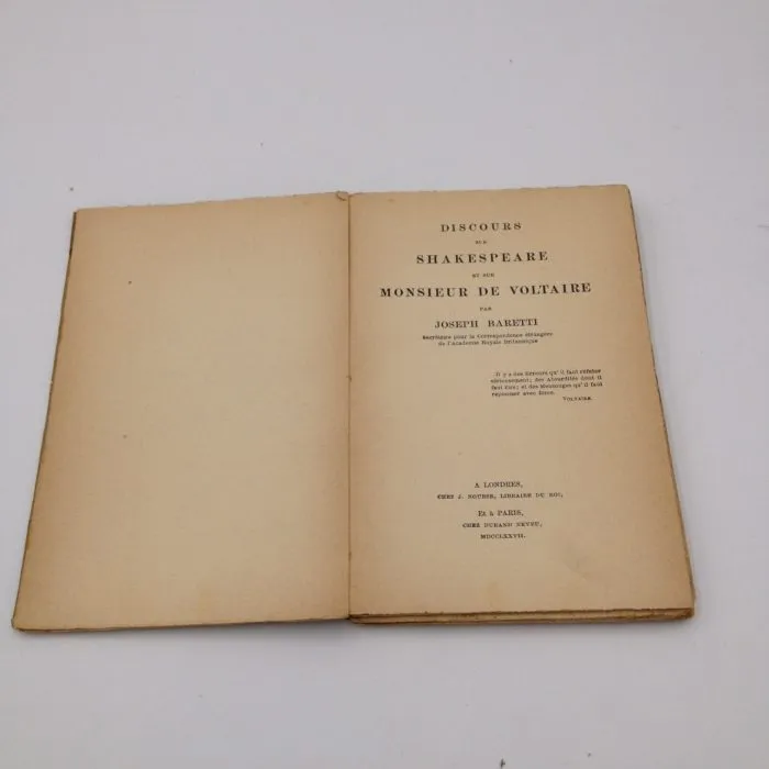 Discours sur Shakespeare et sur Monsieur Voltaire - Giuseppe Baretti (1916)