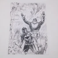 Zagor contro Titan tavola autografata da Mauro Laurenti, 2014