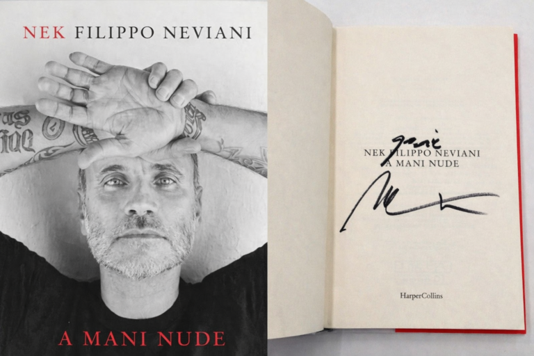 Libro A mani nude autografato da Nek (Filippo Neviani)