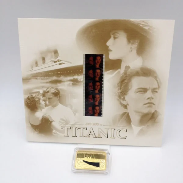 "Titanic" card da collezione con frammenti originali della pellicola + lingottino placcato oro - immagine 4