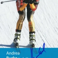 Andrea Henkel Burke (biatleta) - hand signed card 16x8cm