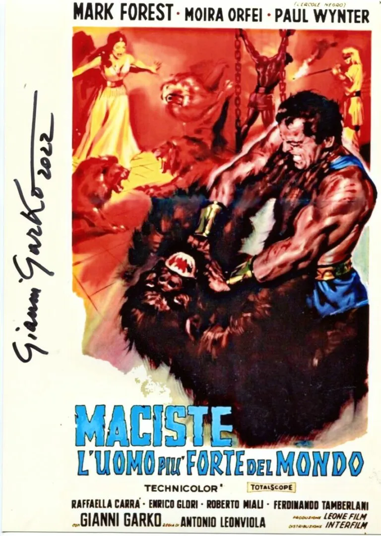 “Maciste l’uomo più forte del mondo” Gianni Garko hand signed photo 20×25 foto autografata