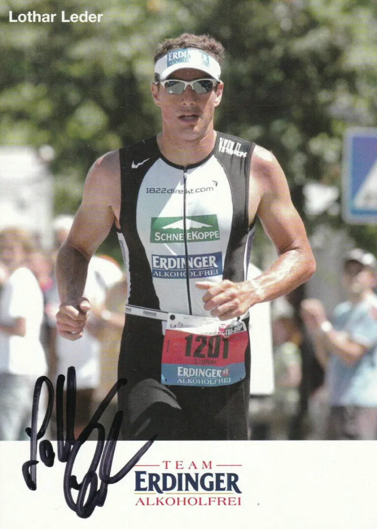 Lothar Leder (triathlon) – hand signed card 10x15cm