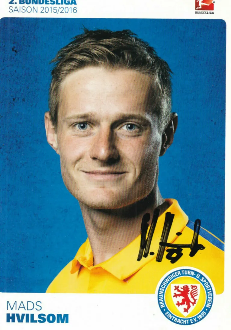 Mads HVILSOM (Eintracht Braunschweig 2015/16) – hand signed card 10x15cm