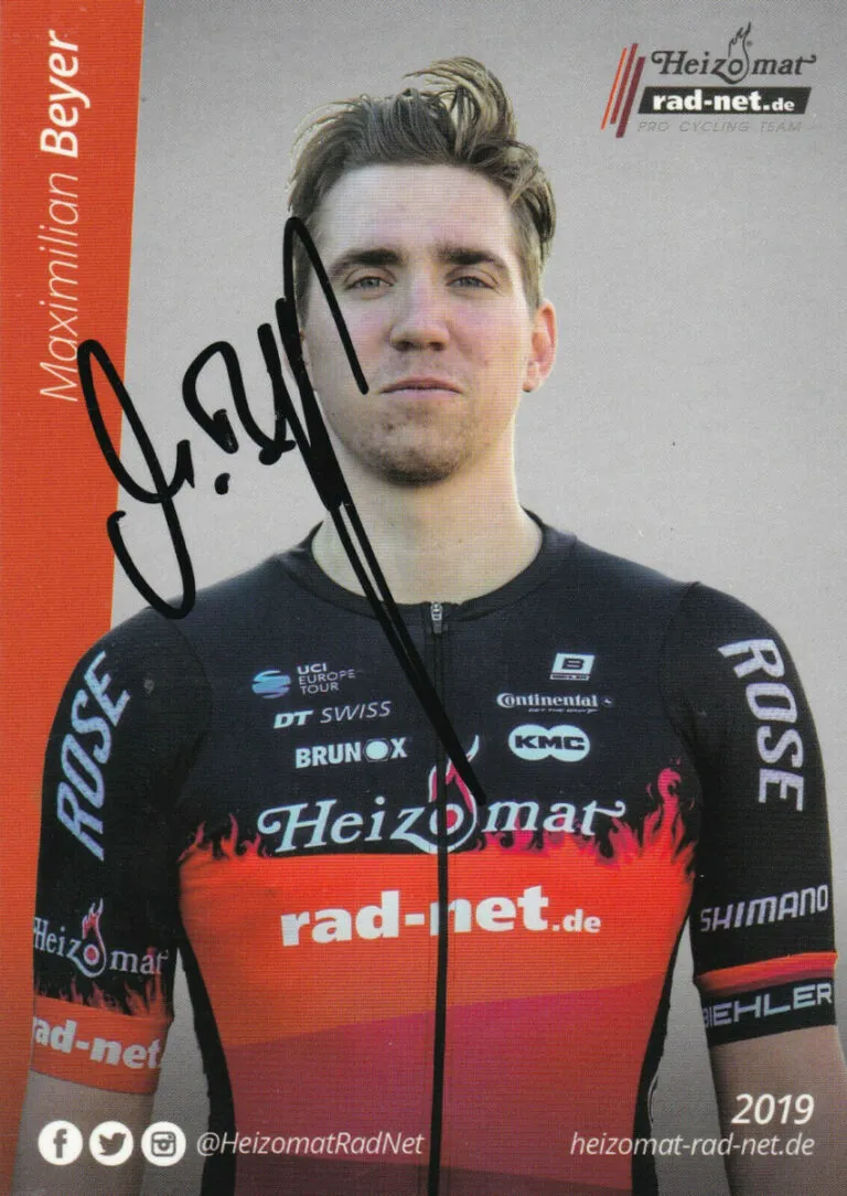 Maximilian Beyer (ciclismo) – hand signed card 10x15cm